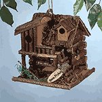 Wood Fishing Cabin Birdhouse