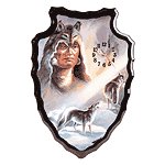 Wolf Spirit Arrowhead-Shaped Clock