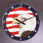 Patchwork Eagle American Flag Wall Clock
