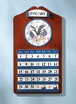 Wood Eagle & Flag Clock & Calendar