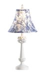 Blue Toile Fabric Shade Lamp
