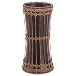 Rattan And Mango Wood Hourglass-Shaped Vase