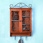 Wood Curio Cabinet With Key Holders