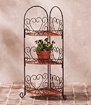 Metal And Rattan Corner Shelf