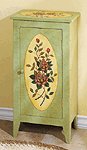Green Floral Wood Cabinet