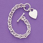 Sterling Silver Link Bracelet With Heart Pendant