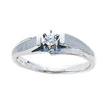 14K White Satin Gold Diamond Ring