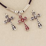 Black Cord Cross Necklace