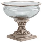 Glass Fruit Bowl On Alabastrite Stone-Finished Base