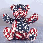 American Flag Patchwork Teddy Bear Bank