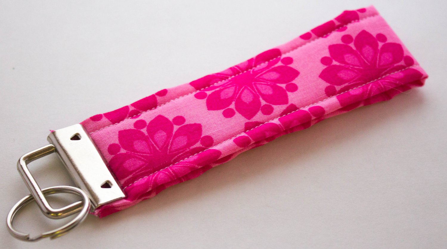 Hot Pink Flower Key Fob Wristlet