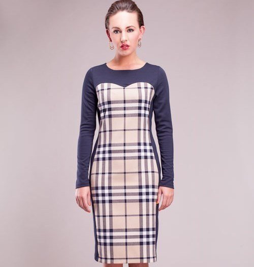 Fitted Paneled Long Sleeve Ladies Dress SIZE UK 14