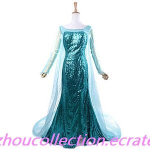Frozen Sparkle Princess Elsa Deluxe Blue Sequin Women's Cosplay Costume(FREE SHIPPING)