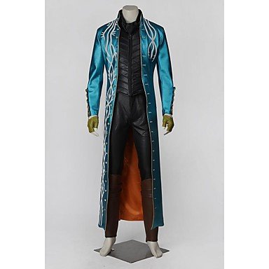 Call Of Duty Vergil Cosplay Suits Solid Blue Long SleeveCloak Breastplate Hakama pants Scarf