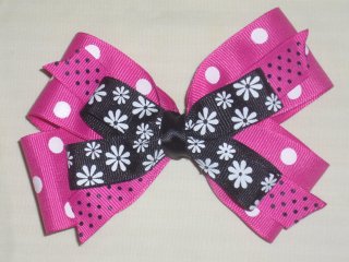 Hot Pink and Black Boutique Bow
