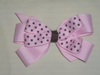 Light Pink with Brown Dots Wendy Bow