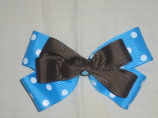 Bright Blue and Brown Boutique Bow