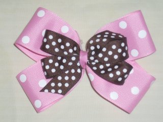Pink Dot with Brown Dot Boutique Bow