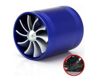 Free shipping F1-Z Universal Air Intake Dual Turbonat or Turbo Fuel Saver Fan - Blue