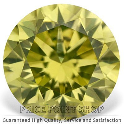 0.30 ctw, 4.26 mm Size, Canary Yellow, SI1 Clarity, Round Brilliant Real Diamonds