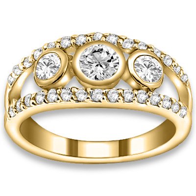 0.63 ctw 14k YG Natural I-J Color, VS - SI Clarity, Accent Diamonds Engagement Rings