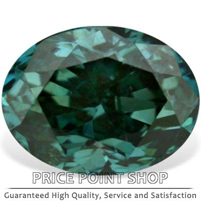 0.33 ctw, 4.57 x 3.47 mm, Teal Blue Color, SI1 Clarity, Oval Cut Natural Diamonds