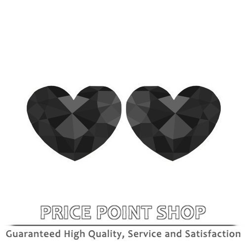 3.33 ctw, 8.47 x 7.79 mm, Black, AAA-AAA Quality, Heart Rose Shape Diamonds Pair