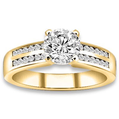 0.74 ctw 14k YG Natural H-I Color, SI Clarity, Accent Diamonds Engagement Rings