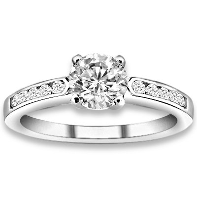 1.20 ctw 14k WG Natural H-I Color, SI Clarity, Accent Diamonds Engagement Rings