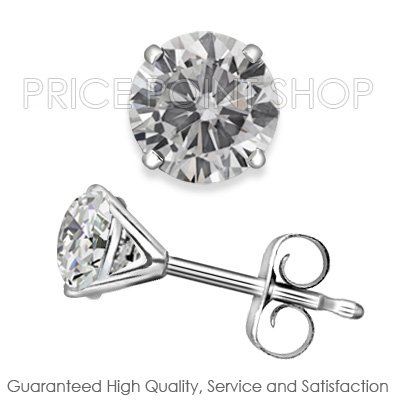 1.50 ctw Martini Push Back H - I Color, SI Clarity Round Brilliant Certified Diamonds Studs Earrings
