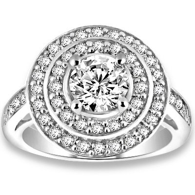 1.01 ctw 14k WG Natural G-H Color, I1 Clarity, Accent Diamonds Engagement Rings