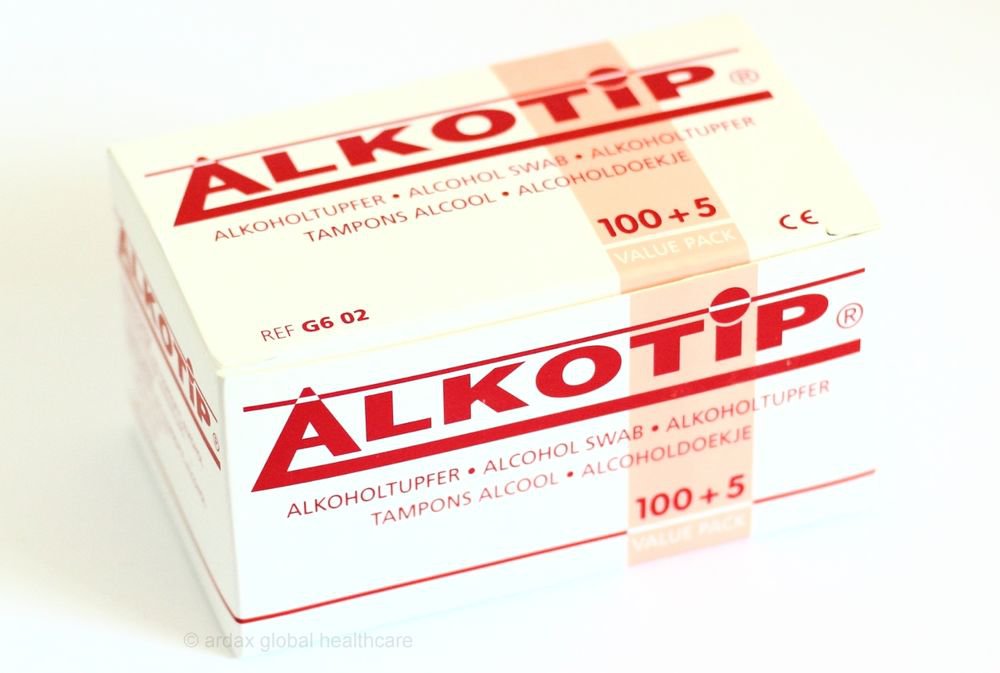WIPES SWABS 70% ISOPROPYL ALCOHOL ALKOTIP QUALITY BRAND 100 SWABS PER PACK