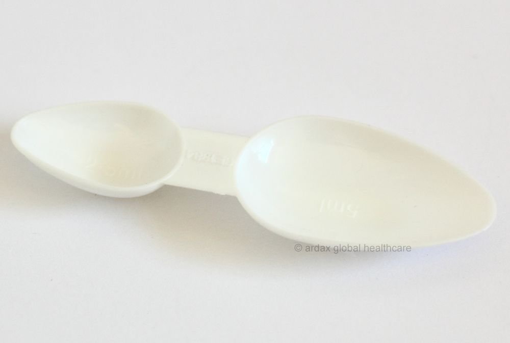 MEDICINE SPOON MEASURE PLASTIC DOUBLE END 2.5 & 5ML x10