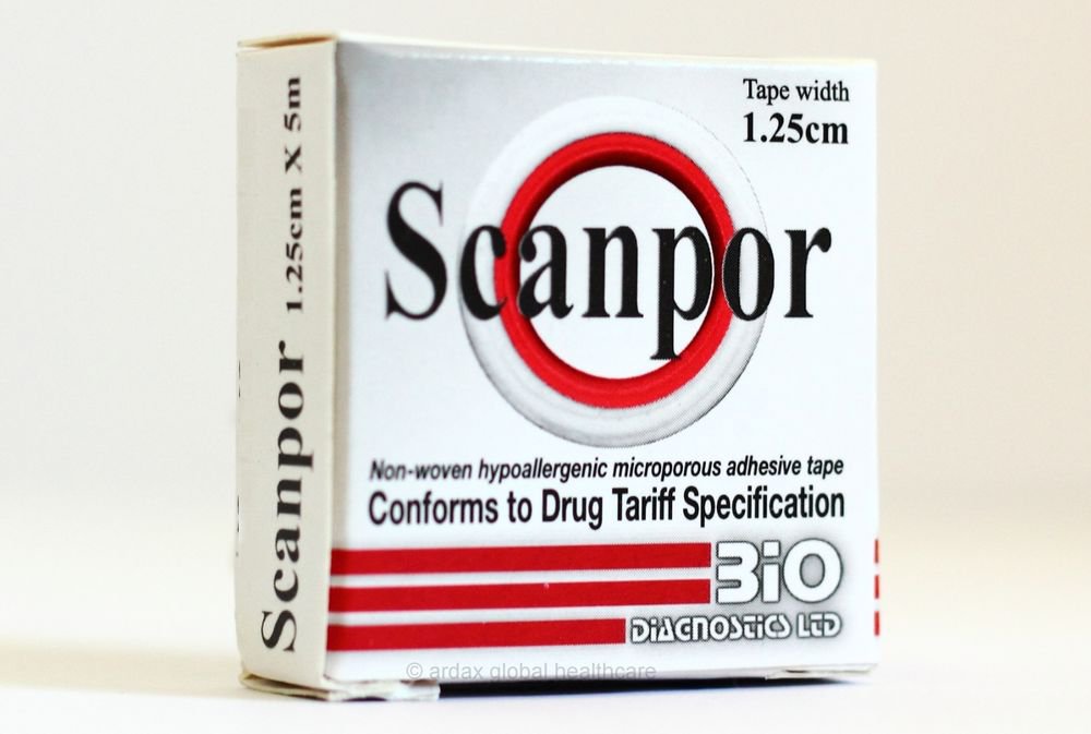 SCANPOR BRAND MICROPOROUS SKIN FRIENDLY HYPOALLERGENIC SURGICAL TAPE 1.25CM X 5M