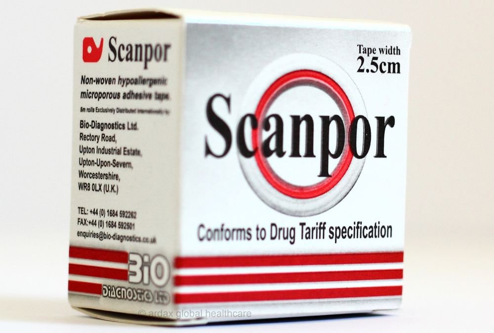 Scanpor Brand Microporous Skin Friendly Hypoallergenic Surgical Tape 2.5cm X 5m