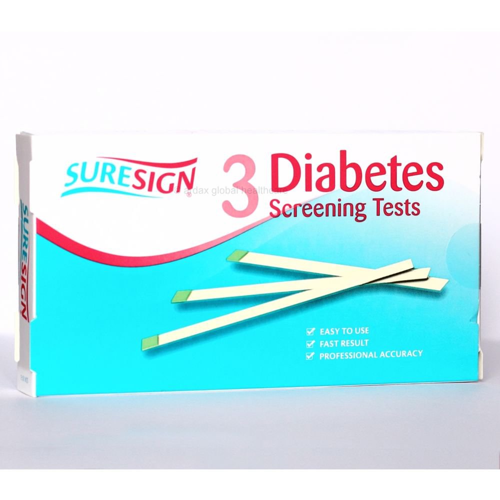 SURESIGN DIABETES SCREENING TEST, 3 URINE STRIPS, RESULTS IN 90 SECONDS