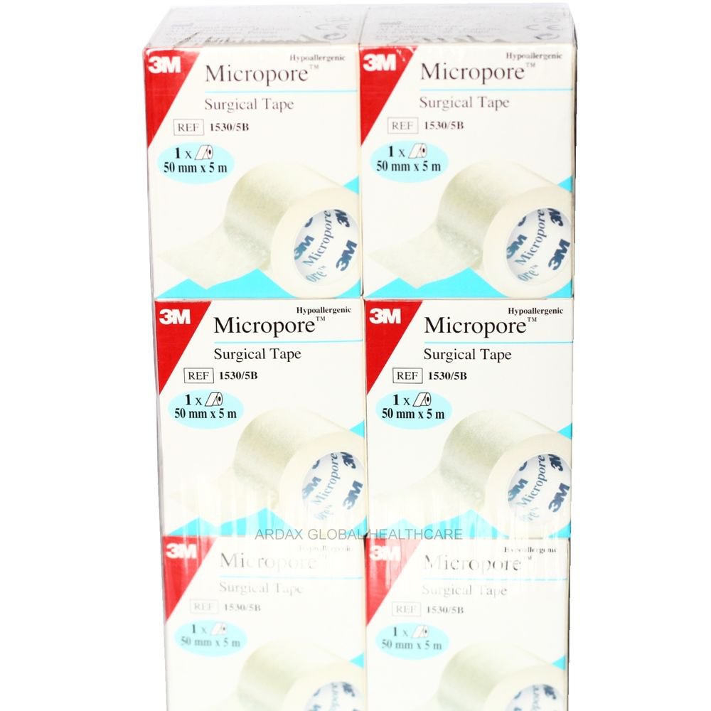 MICROPORE TAPE 5CM X 5M GENUINE 3M BRAND X 6 ROLLS