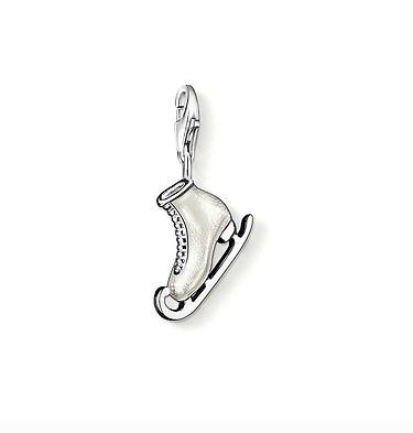 Ice Skate white-enamelled Charm Pendant Dangle fits European Charm Bracelet Story Living Locket