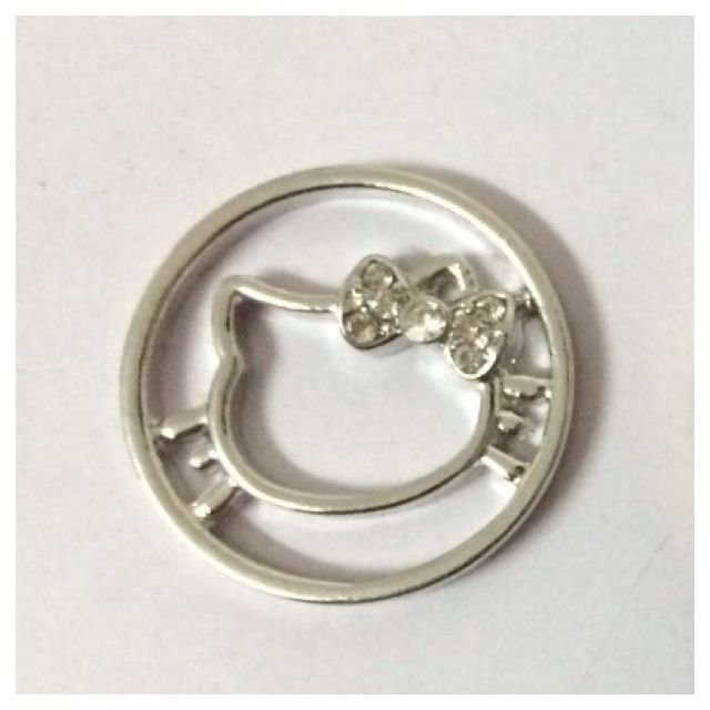 Silver Hello Kitty Window Plate 22mm fits Large 30mm Living Locket