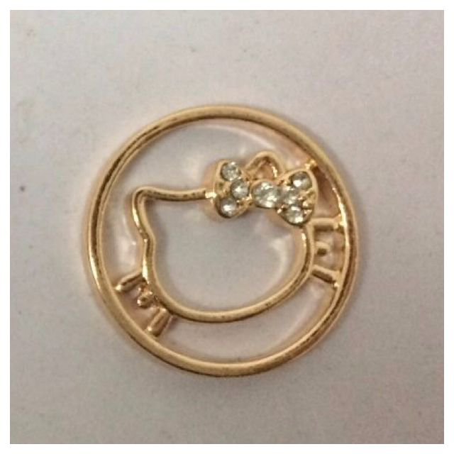 Gold Hello Kitty Window Plate 22mm fits Large 30mm Living Locket