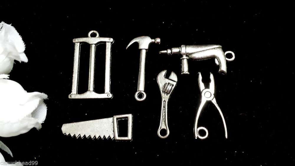 12pcs Tibetan Silver Metal Alloy Charm Charms Pendant Mixed Tools Man Men Shop