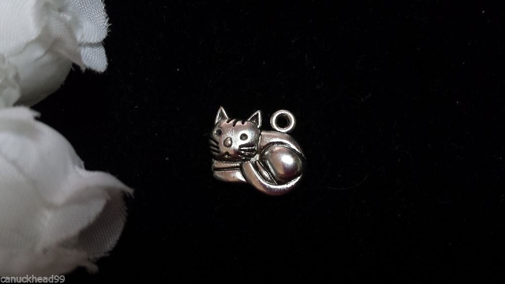 12pcs Tibetan Silver Metal Alloy Charm Charms Pendant Cute Kitty Cat 13x15mm
