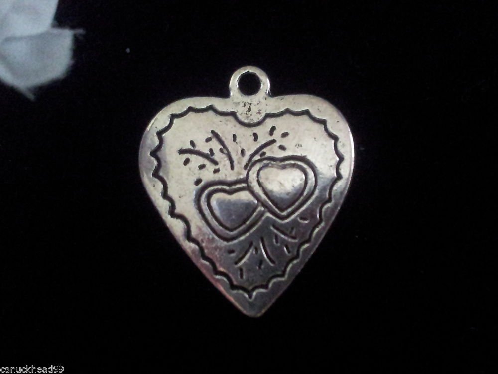 8pcs Tibetan Silver Metal Alloy Charm Charms Double Sided Heart 24x20mm
