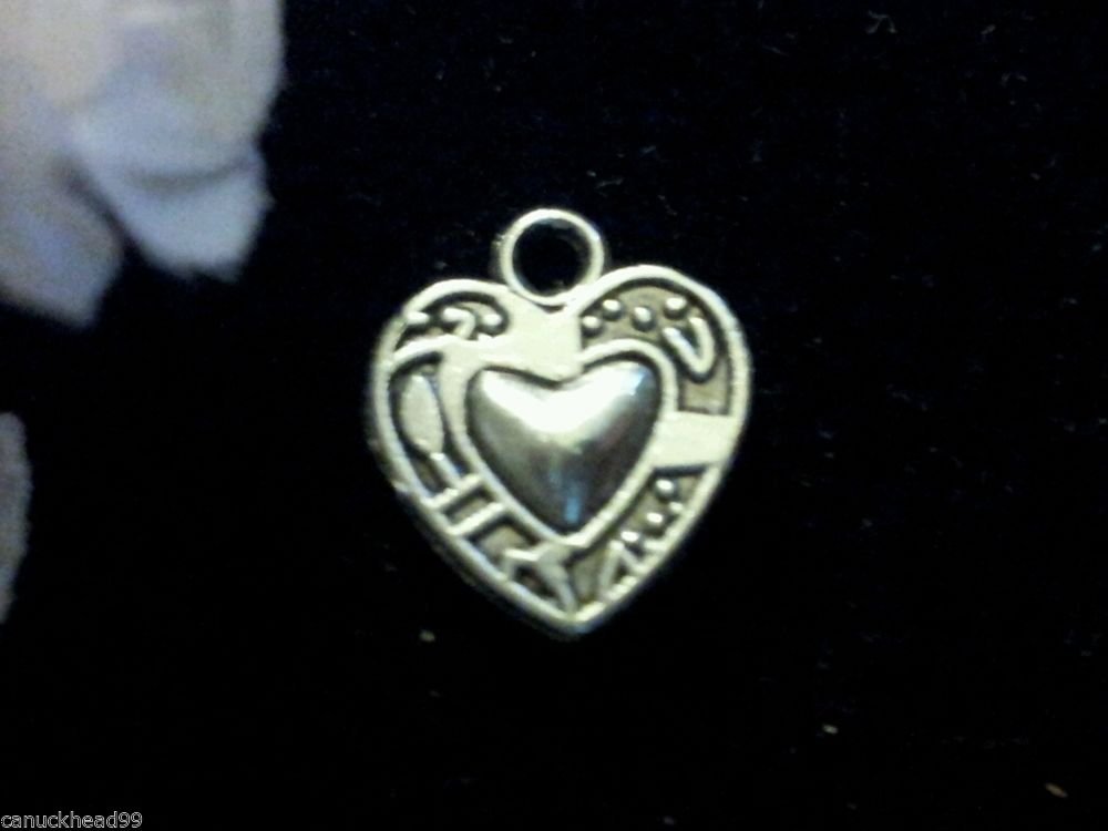 12pcs Tibetan Silver Metal Alloy Charm Charms Printed Heart 15x13mm