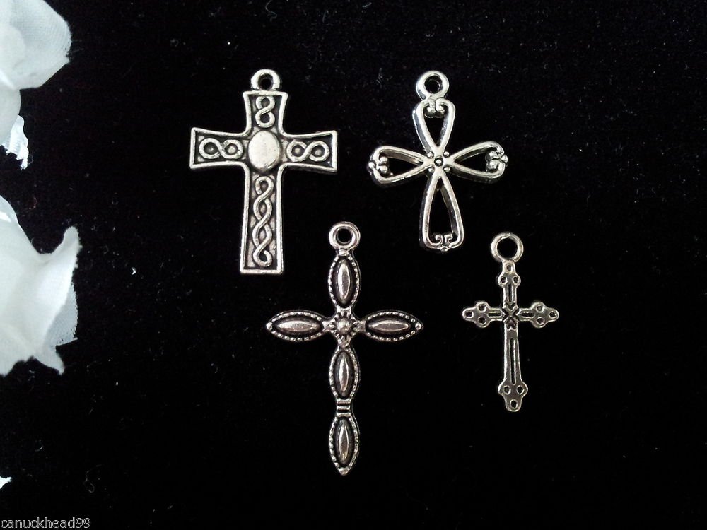 12pcs Tibetan Silver Metal Alloy Charm Charms Pendant Mixed Crosses 2