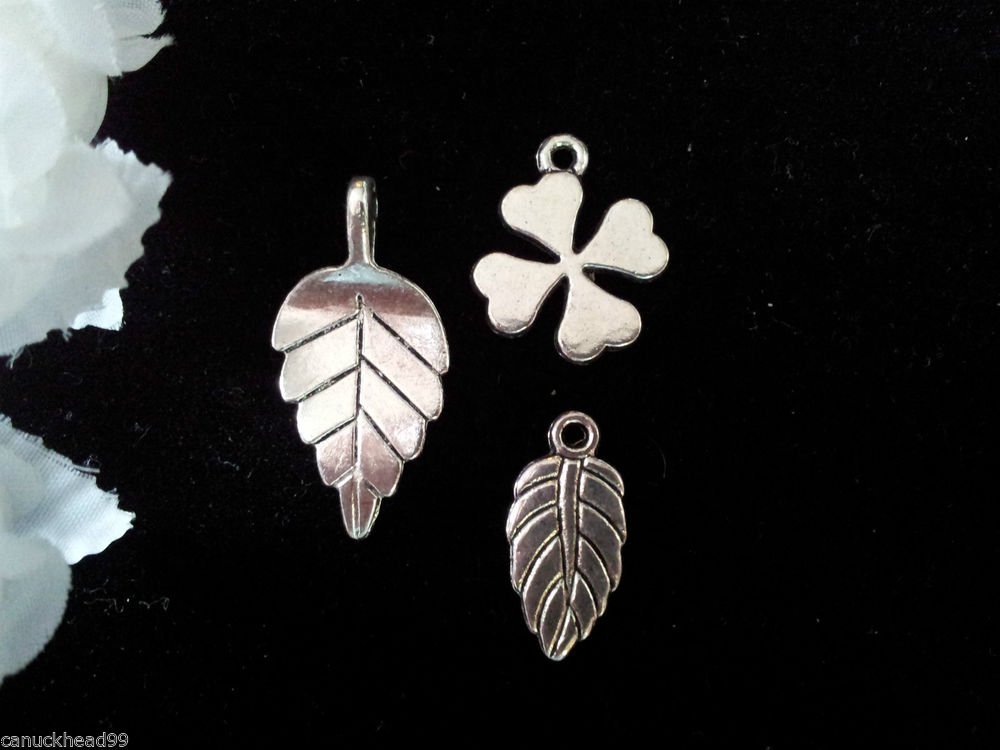 12pcs Tibetan Silver Metal Alloy Charm Charms Pendant Mixed Leaf