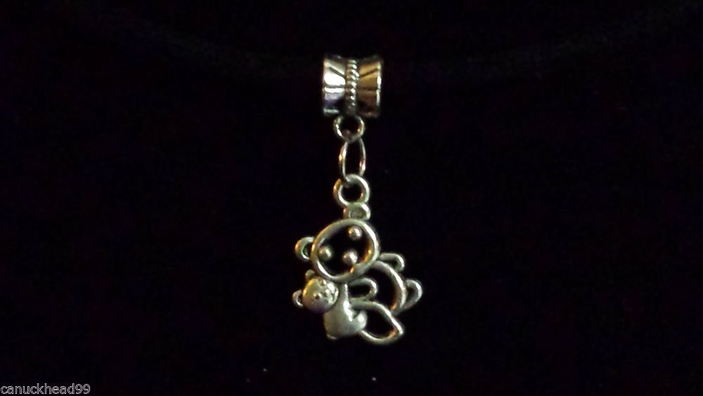 1pc Silver Tone Charm Dangle Spacer Large Hole Bead European Bracelet Bears