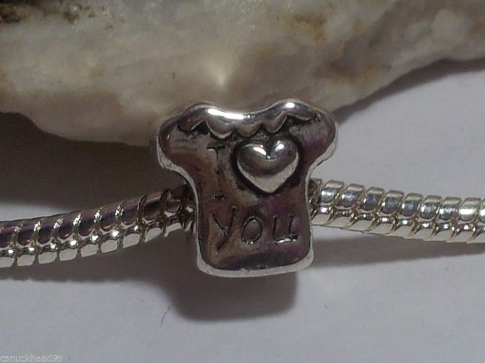 1pc Tibetan Silver T-Shirt I Love You Spacer Large Hole European Bead Charm