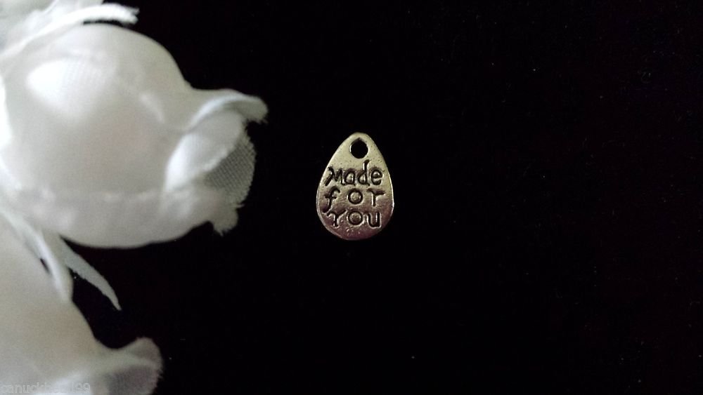 12pcs Tibetan Silver Metal Alloy Charm Charms Pendant "Made For You" 11x7mm