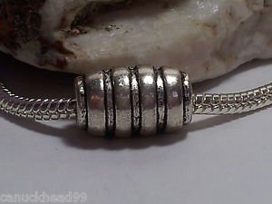 1pc Tibetan Silver Ribbed Tube Spacer Large Hole European Bead Charm